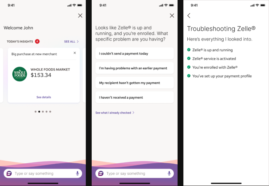 Screenshot from the Zelle troubleshooting case study